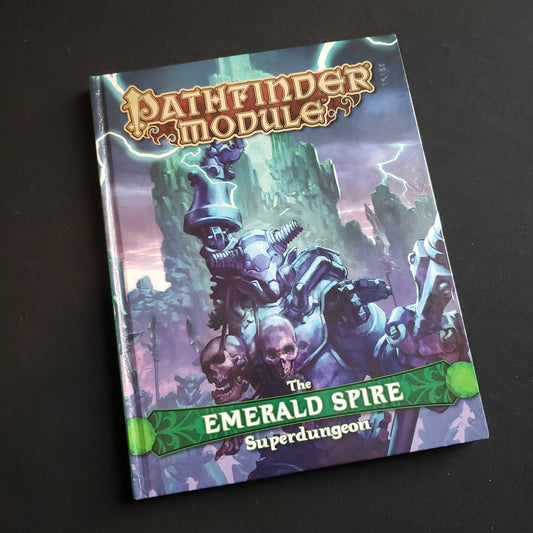 Image shows the front cover of the Emerald Spire Superdungeon book for the Pathfinder 1E roleplaying game