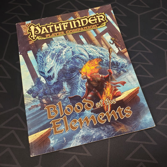 Image shows the front cover of the Blood of the Elements book for the roleplaying game Pathfinder: First Edition