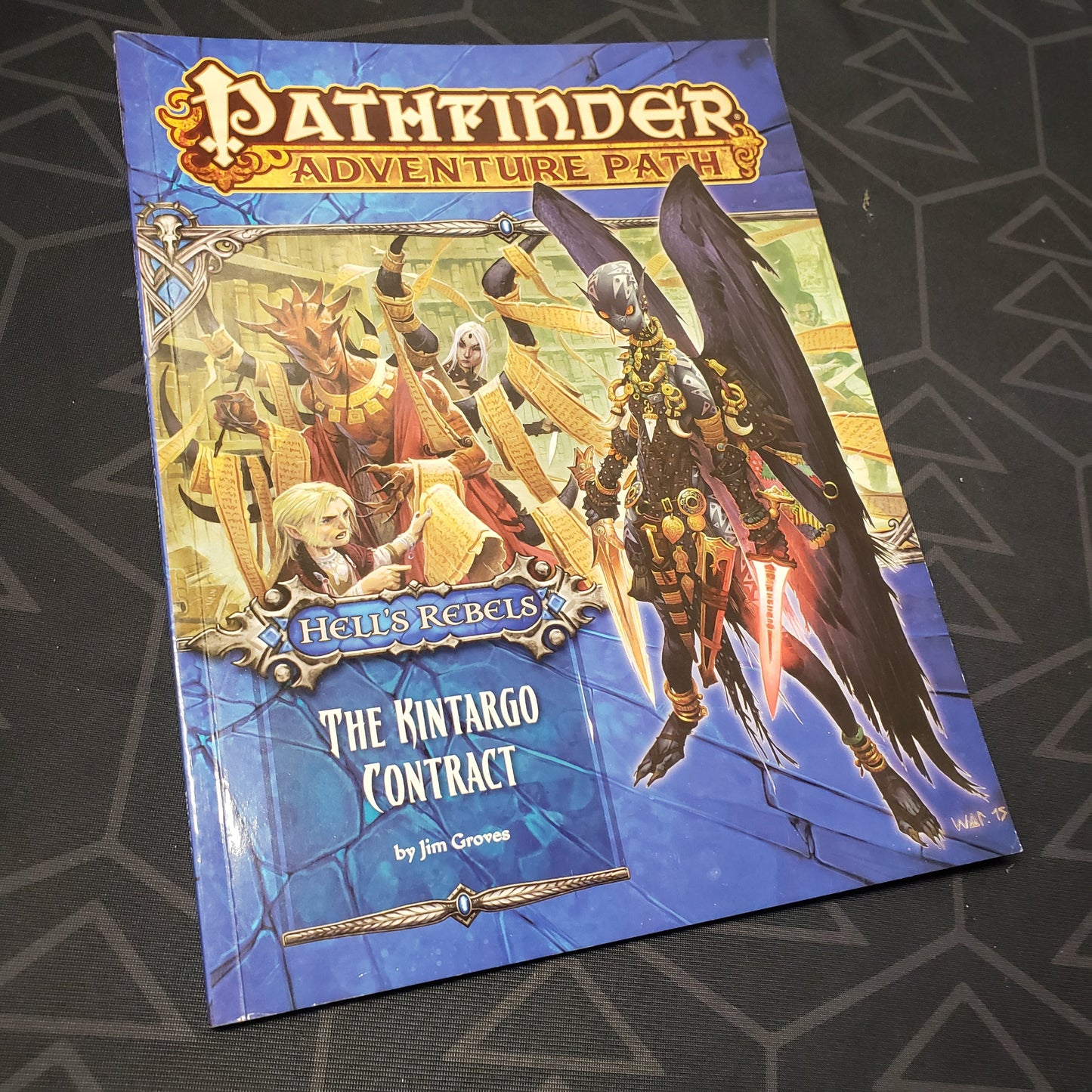 Image shows the front cover of the Hell's Rebels #5: The Kintargo Contract book for the roleplaying game Pathfinder 1E