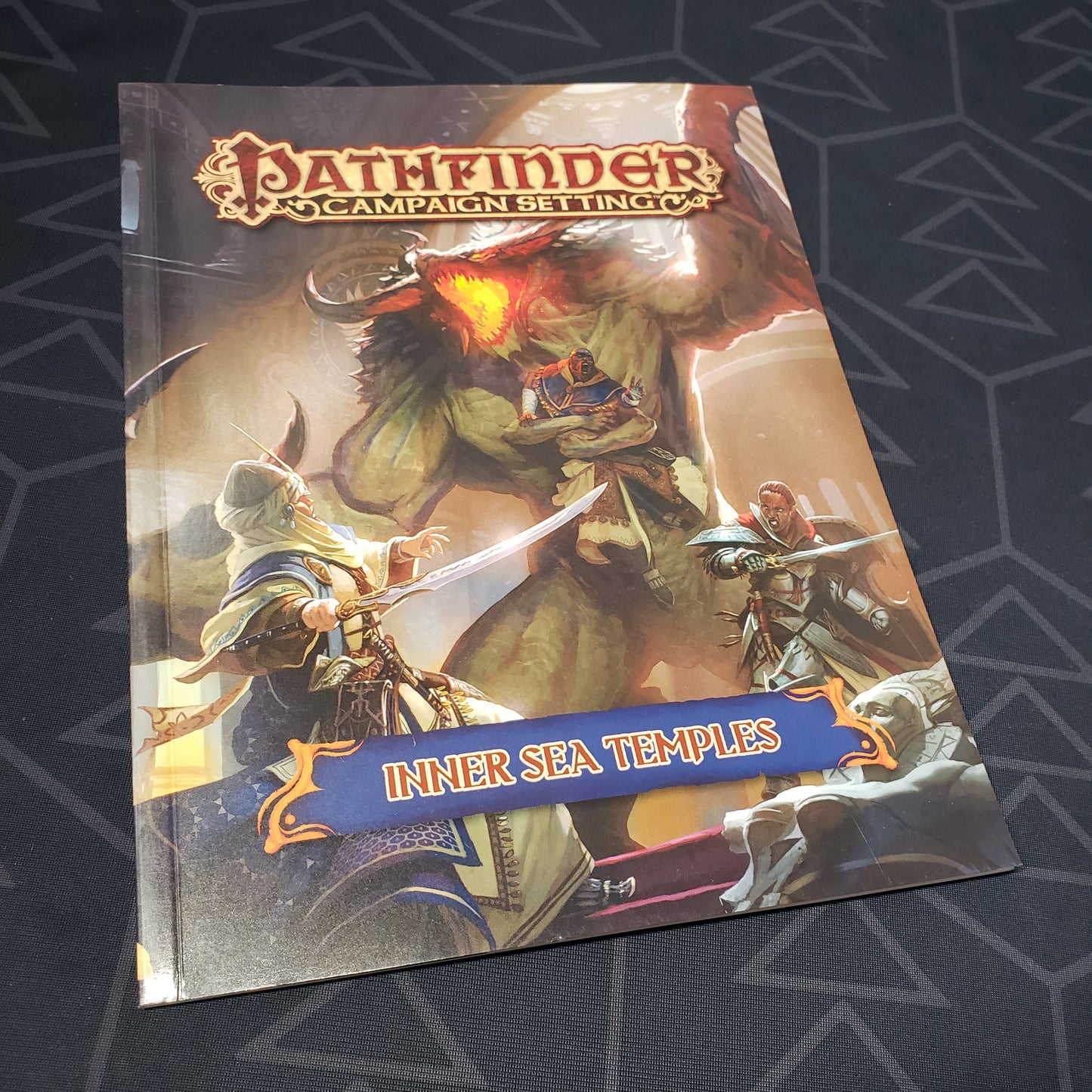 Image shows the front cover of the Inner Sea Temples book for the roleplaying game Pathfinder 1E