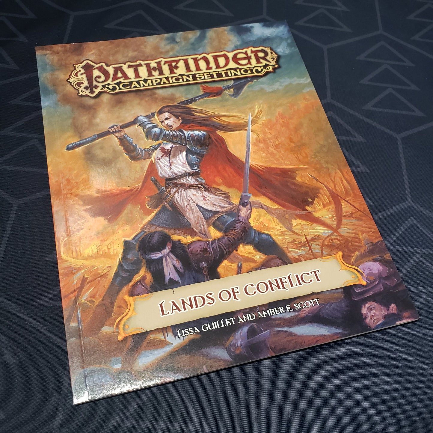Image shows the front cover of the Lands of Conflict book for the roleplaying game Pathfinder 1E