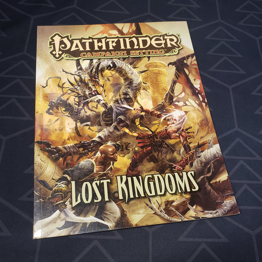 Image shows the front cover of the Lost Kingdoms book for the roleplaying game Pathfinder 1E