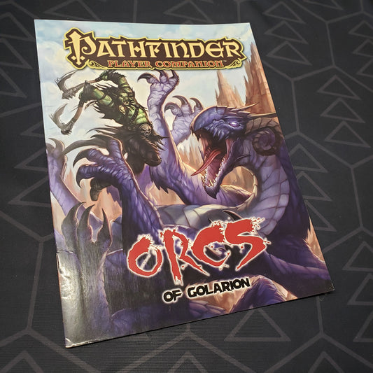 Image shows the front cover of the Player Companion: Orcs of Golarion book for the roleplaying game Pathfinder 1E