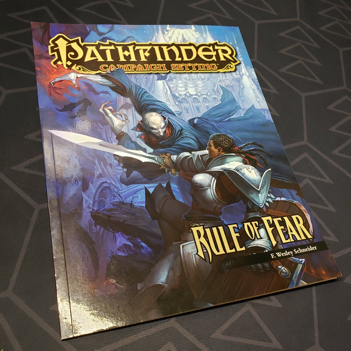 Image shows the front cover of the Rule of Fear book for the roleplaying game Pathfinder 1E