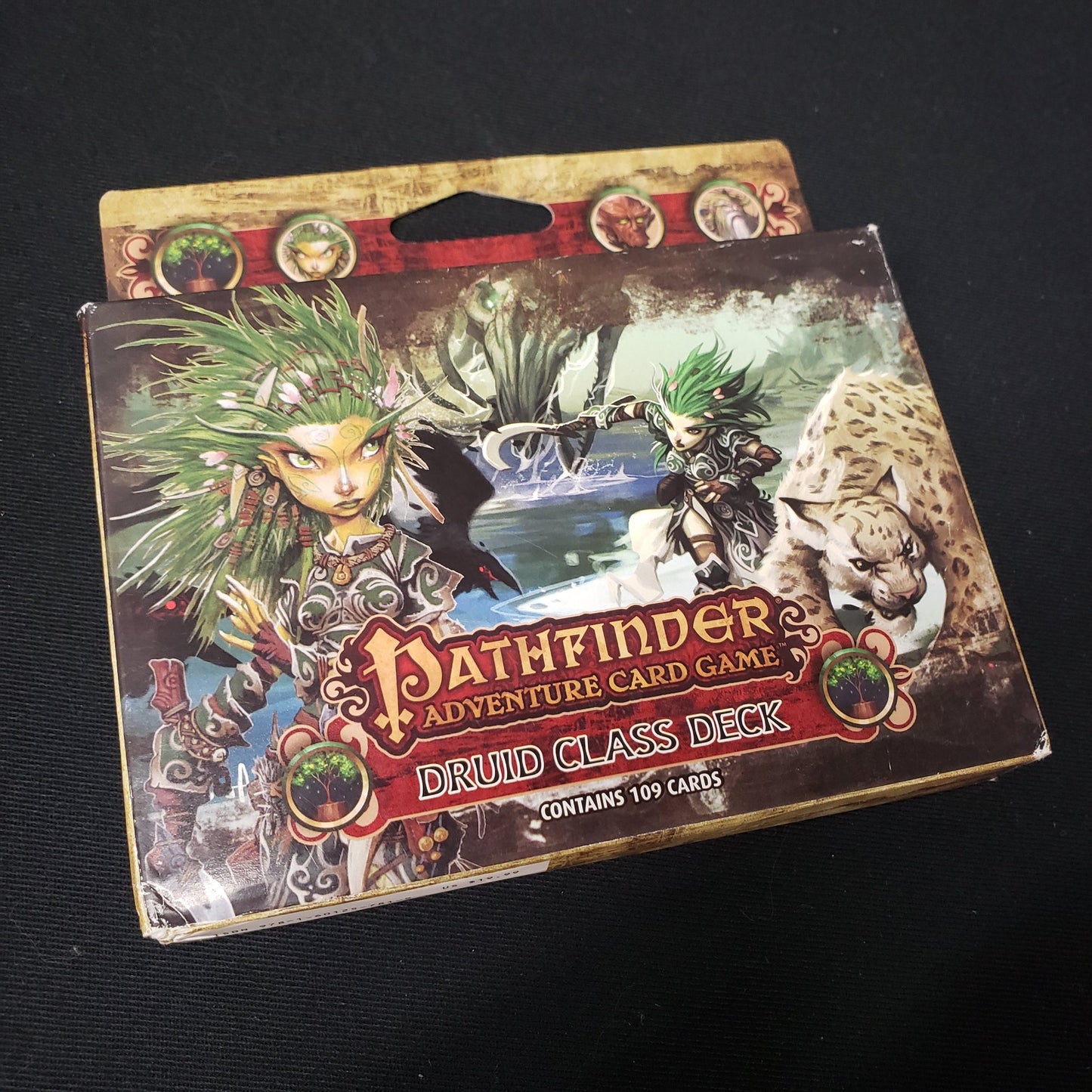 Image shows the front of the box of the Druid Class Deck for the Pathfinder Adventure Card Game