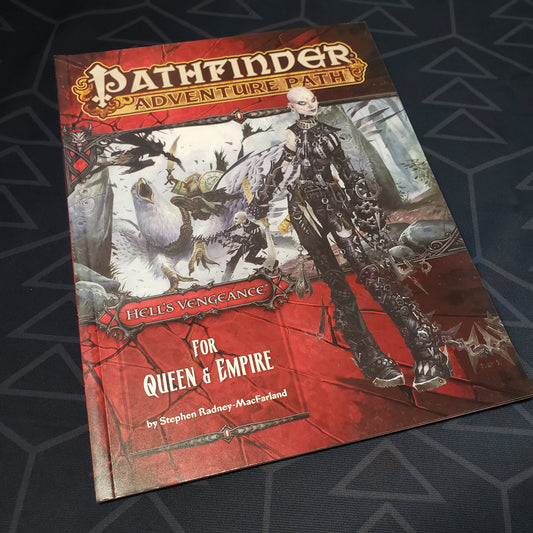 Image shows the front cover of the For Queen & Empire book for the roleplaying game Pathfinder: First Edition