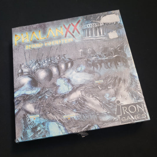 Image shows the front cover of the box of the Phalanxx board game
