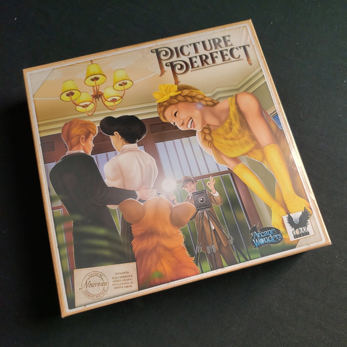 Image shows the front cover of the box of the Picture Perfect board game