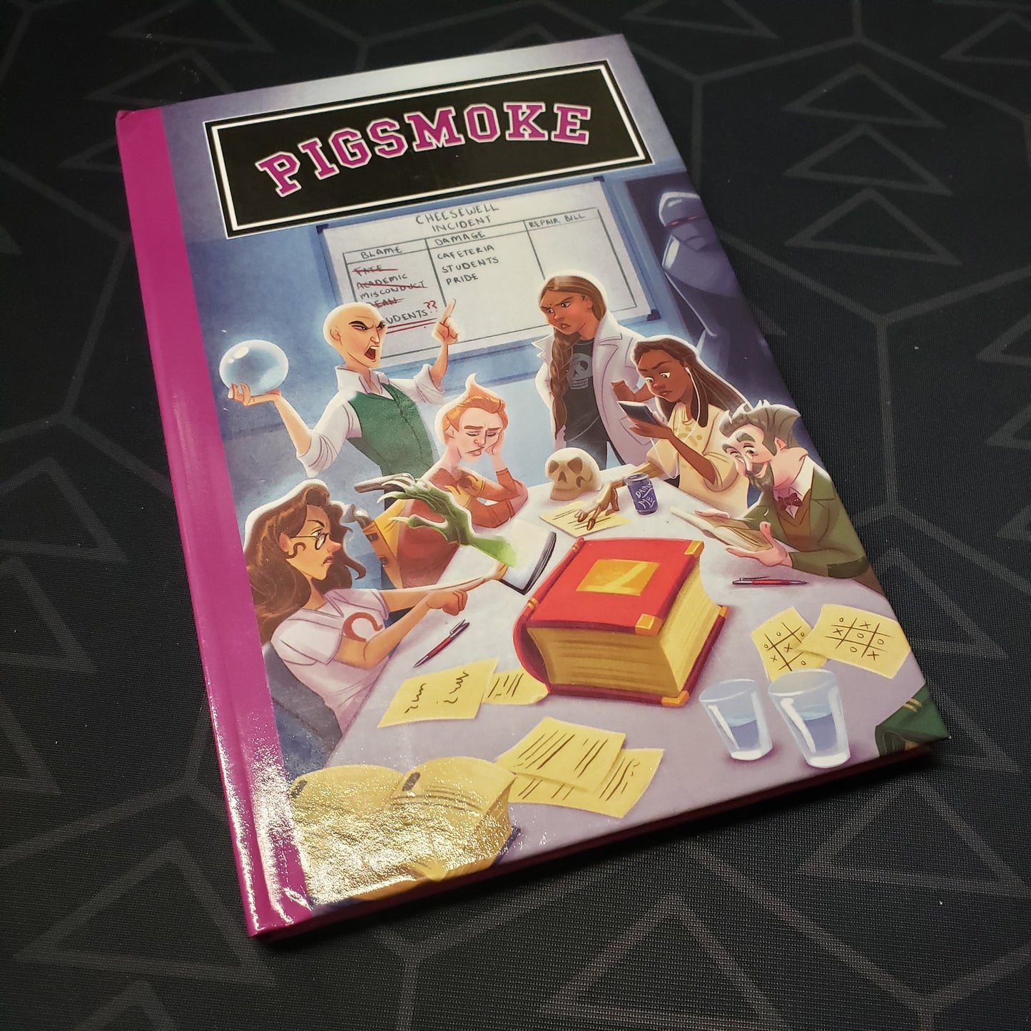 Image shows the front cover of the Pigsmoke roleplaying game book
