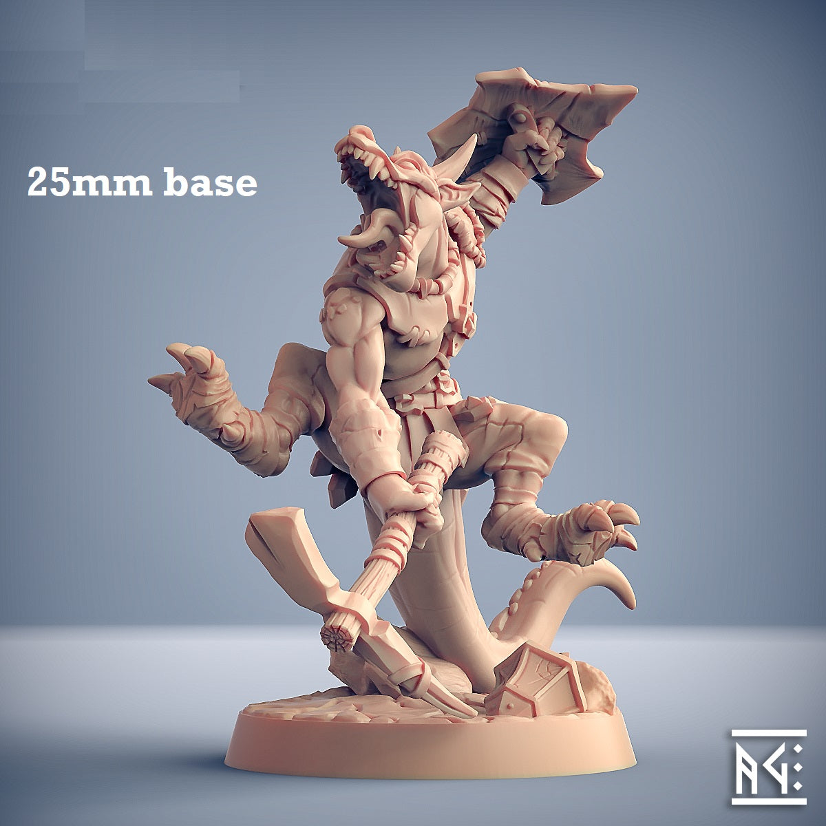 Image shows a 3D render of a kobold warrior gaming miniature