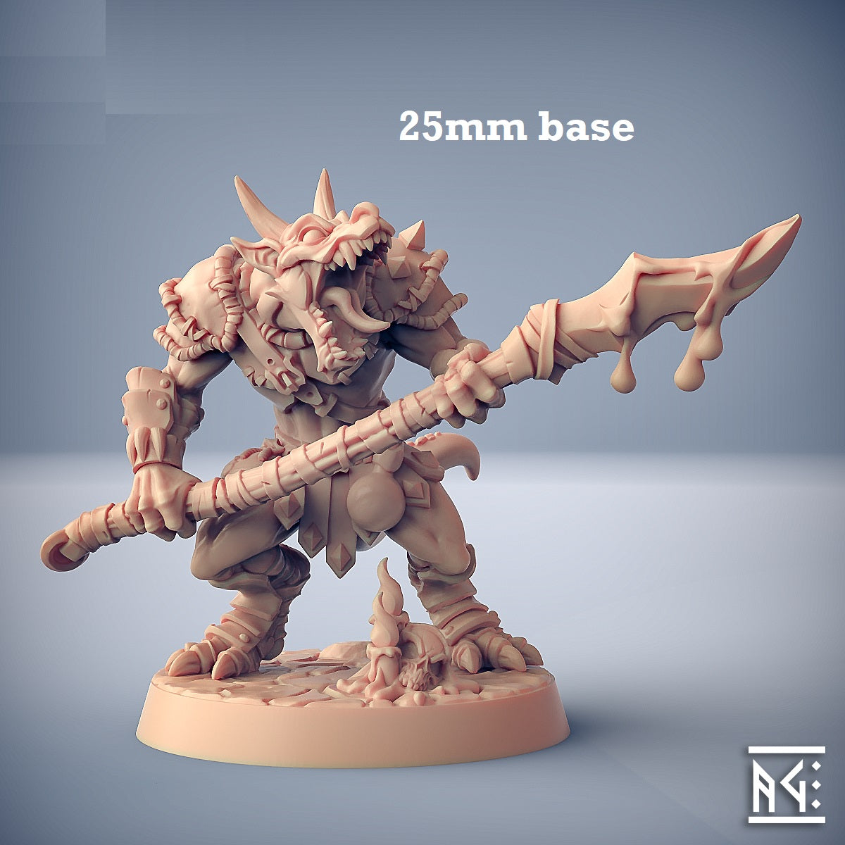 Image shows a 3D render of a kobold warrior gaming miniature