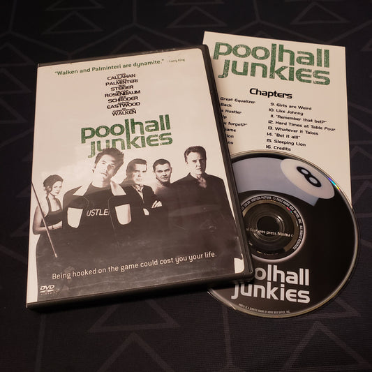 Image shows the case, insert & disc for the movie Poolhall Junkies on DVD