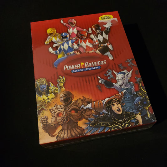 Image shows the front cover of the Card Storage box for the Power Rangers Deckbuilding game