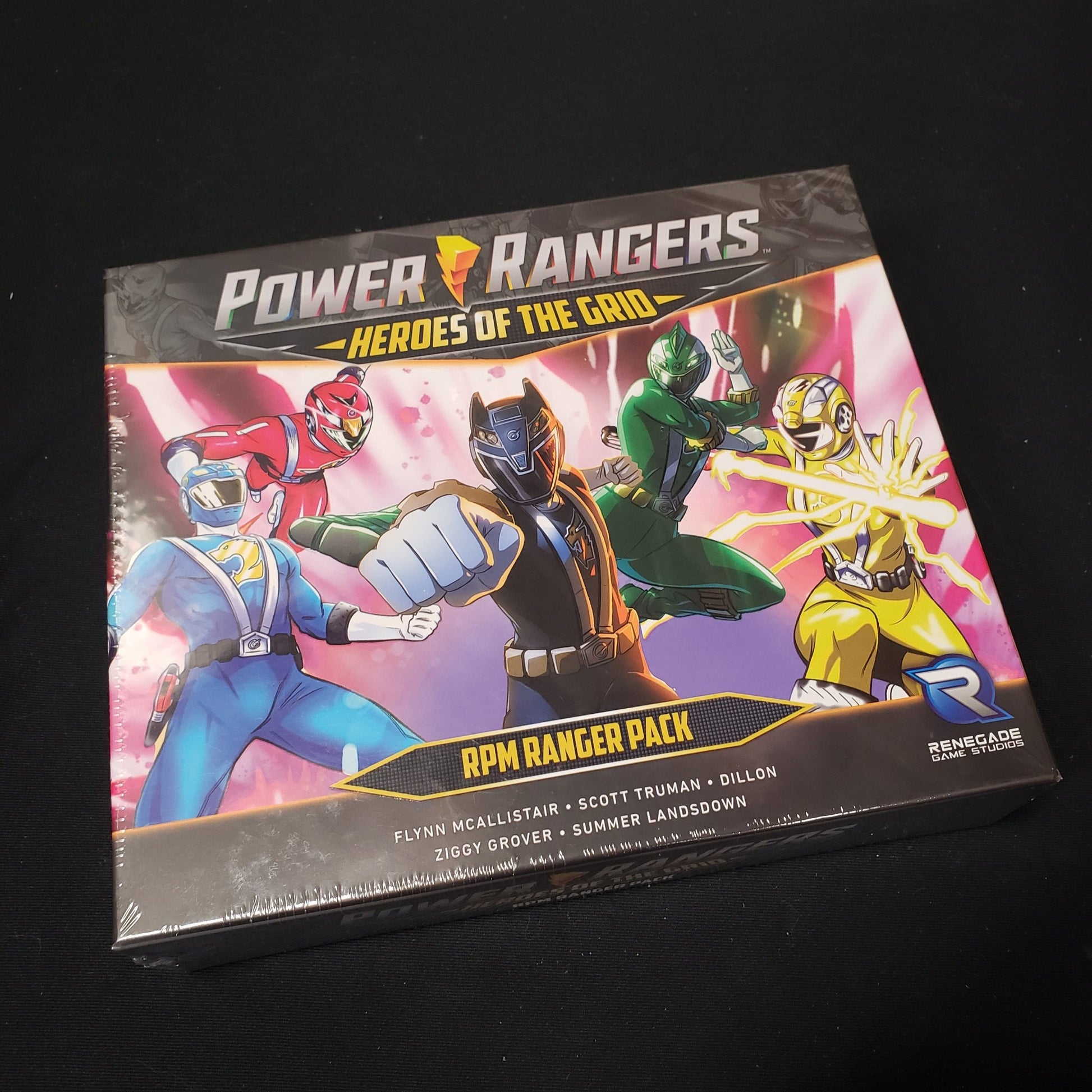 Image shows the front cover of the box of the RPM Ranger Pack expansion for the board game Power Rangers: Heroes of the Grid