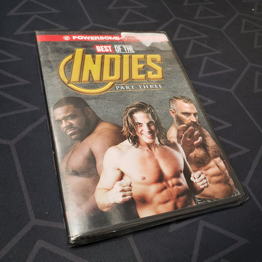 Image shows the front of the case for the Best of the Indies: Part 3 pro wrestling compilation video on DVD
