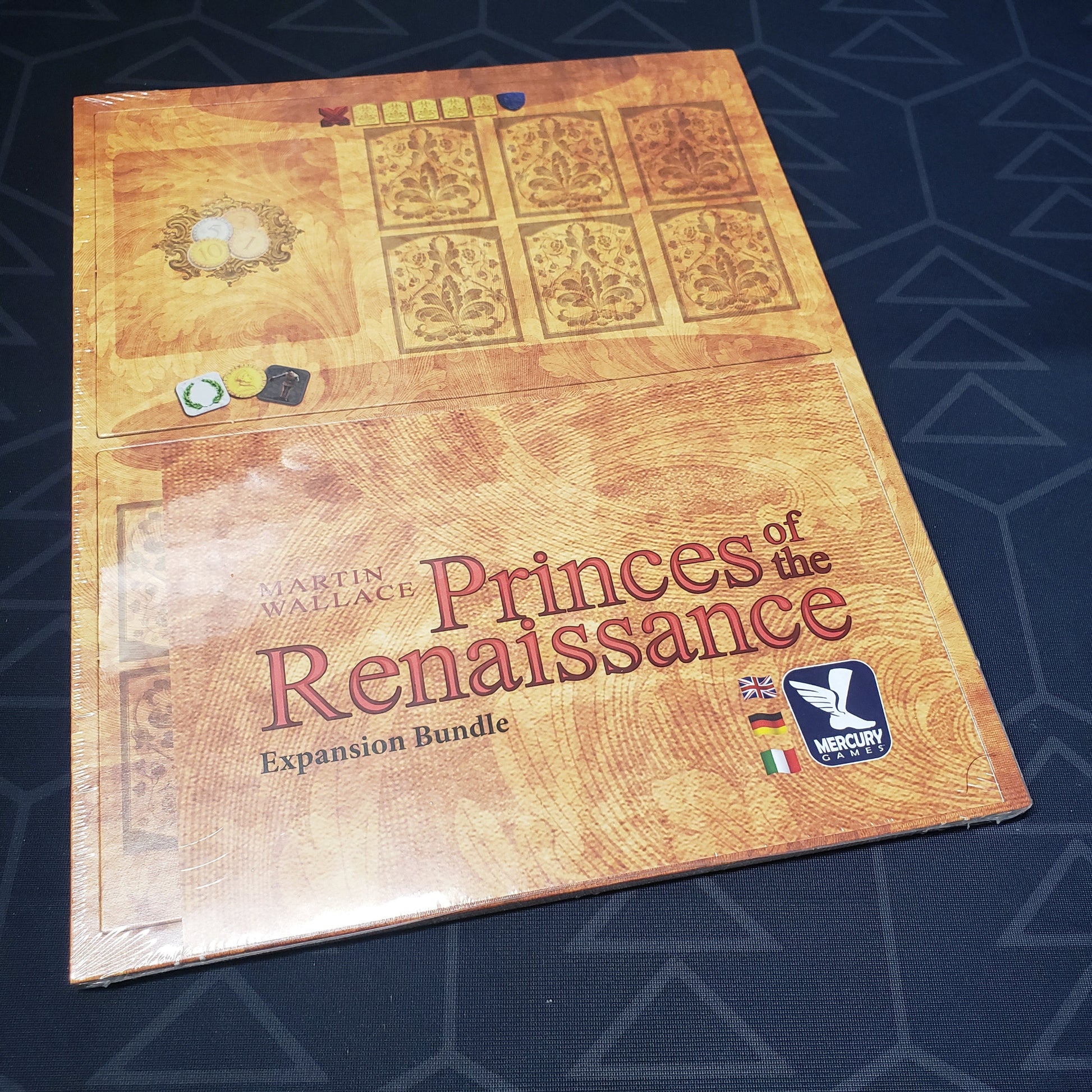Image shows the front of the package for the Expansion Bundle for the Princes of the Renaissance board game
