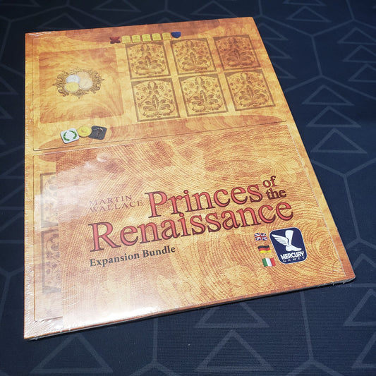 Image shows the front of the package for the Expansion Bundle for the Princes of the Renaissance board game