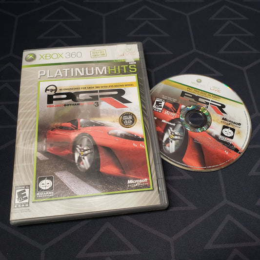 Image shows the case & disc for the video game Project Gotham Racing 3 for Xbox 360