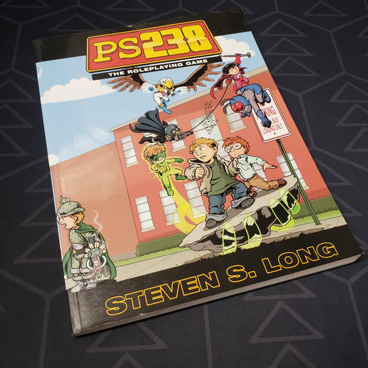 Image shows the front cover of the core rulebook for the roleplaying game PS238