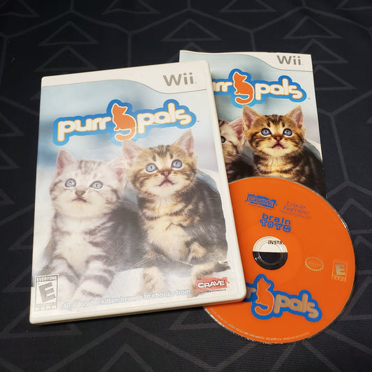 Image shows the case, manual and disc for the video game Purr Pals for Nintendo Wii