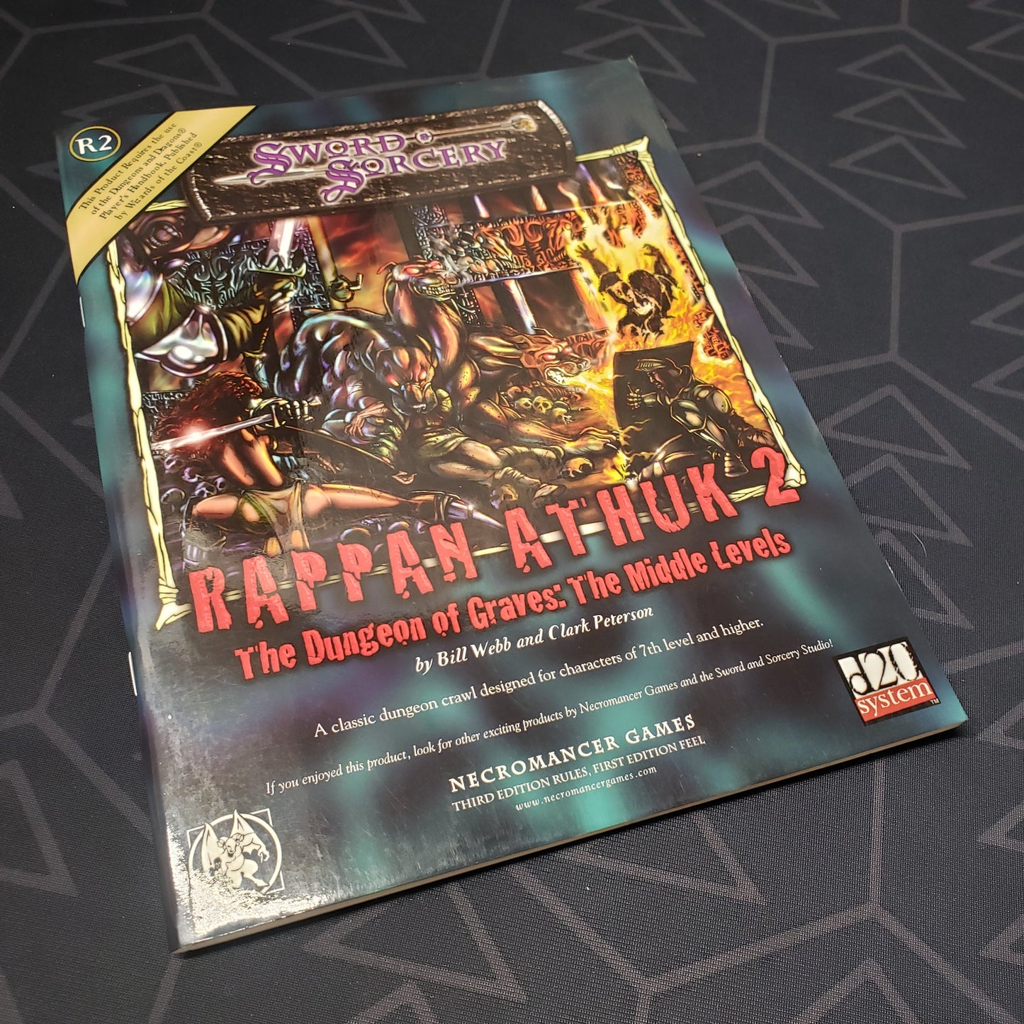 Image shows the front cover of the Rappan Athuk R2: The Dungeon of Graves - The Middle Levels roleplaying game book