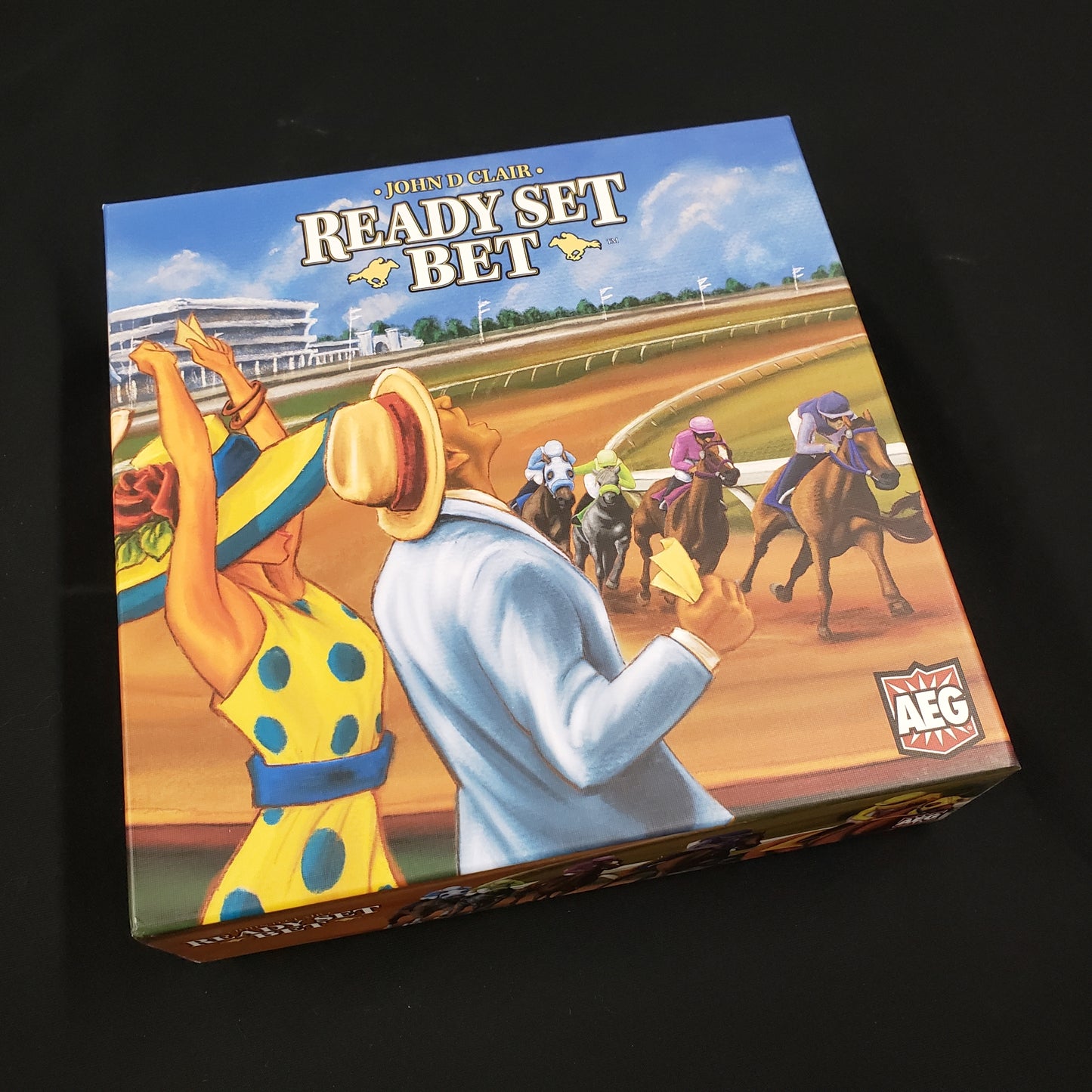 Image shows the front cover of the box of the Ready Set Bet board game