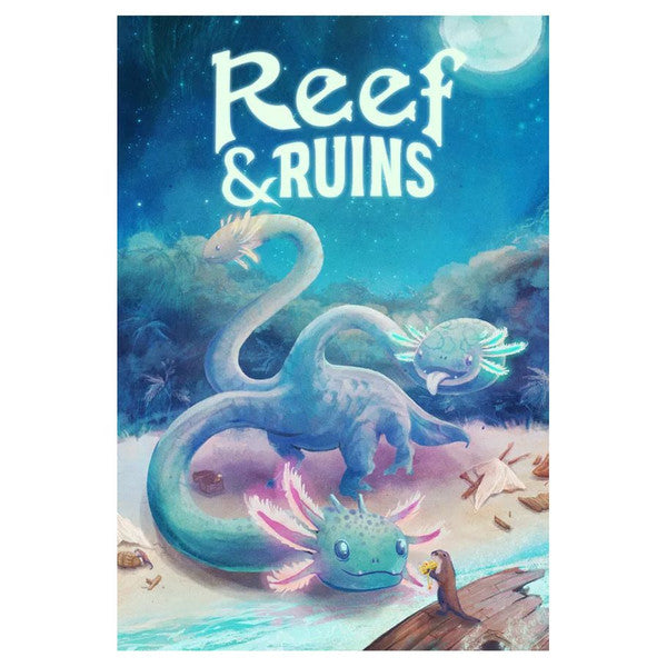 Image shows the front cover of the box for the Reef & Ruins board game