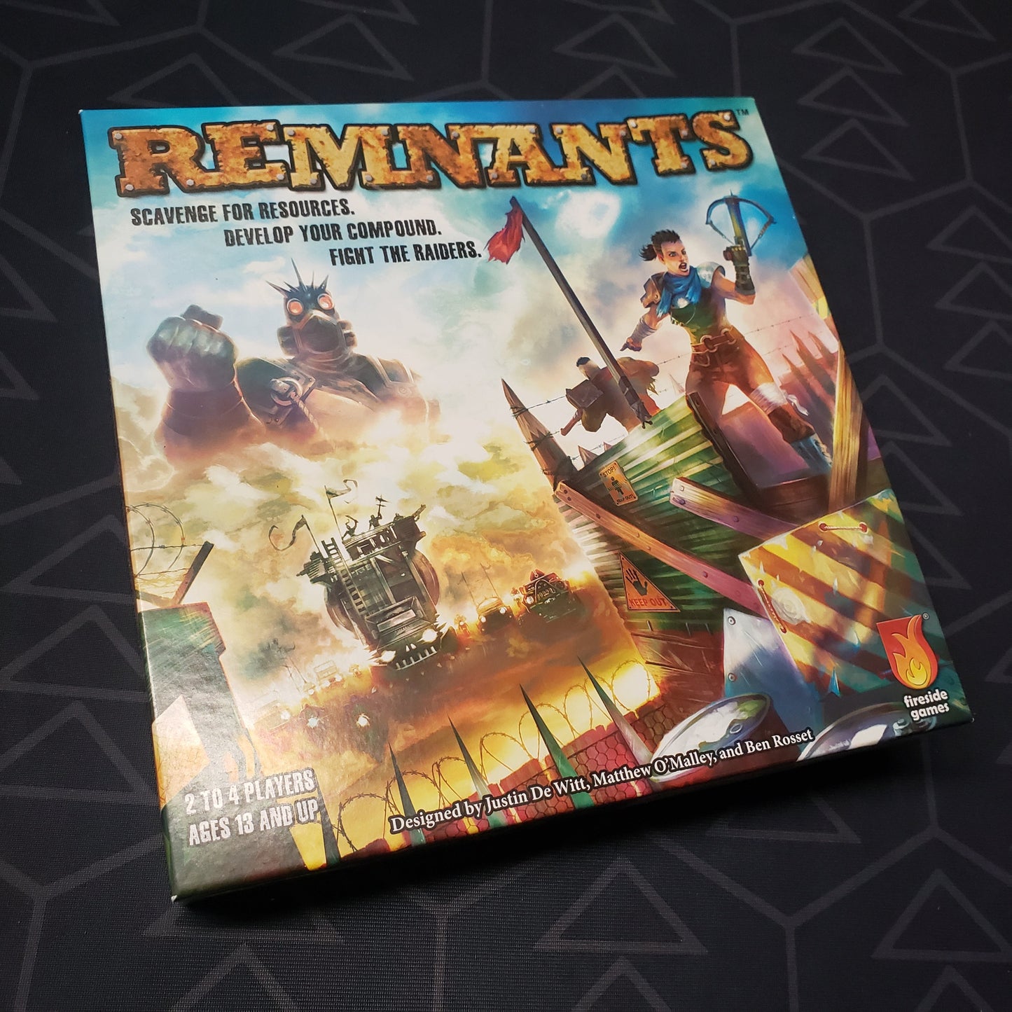 Image shows the front cover of the box for the Remnants board game