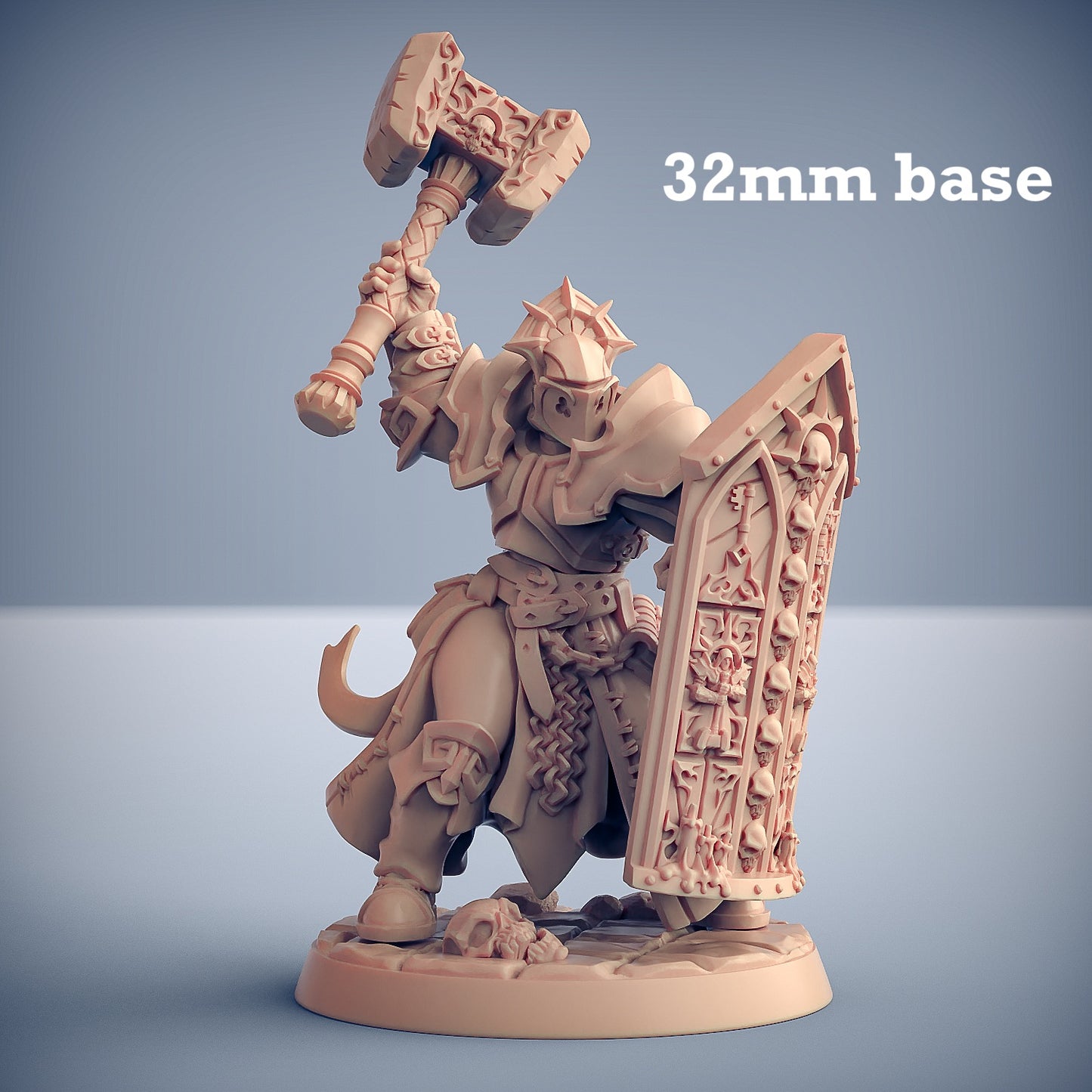 Image shows a 3D render of a human paladin gaming miniature.