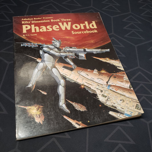 Image shows the front cover of the Dimension Book 3: Phase World Sourcebook for the roleplaying game Rifts