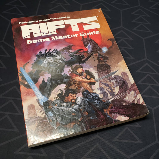 Image shows the front cover of the Game Master Guide book for the roleplaying game Rifts