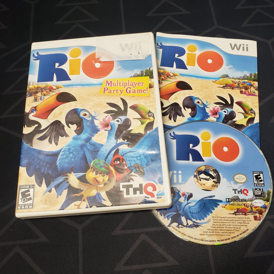 Image shows the case, manual & disc for the video game Rio for Nintendo Wii