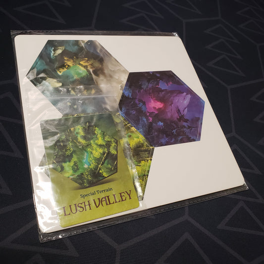 Image shows the front of the package of the Bonus Tiles promo expansion for the board game Rise of Tribes