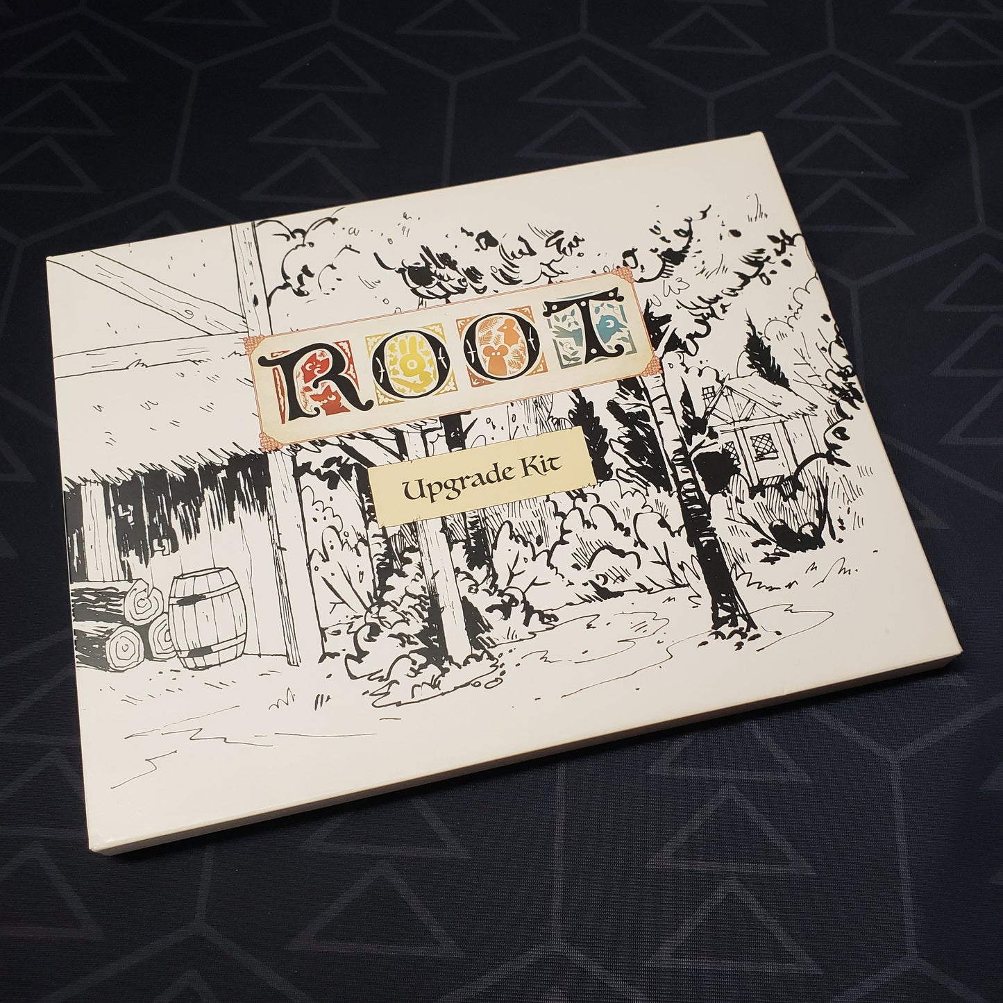 Image shows the front of the box for the Upgrade Kit for the board game Root
