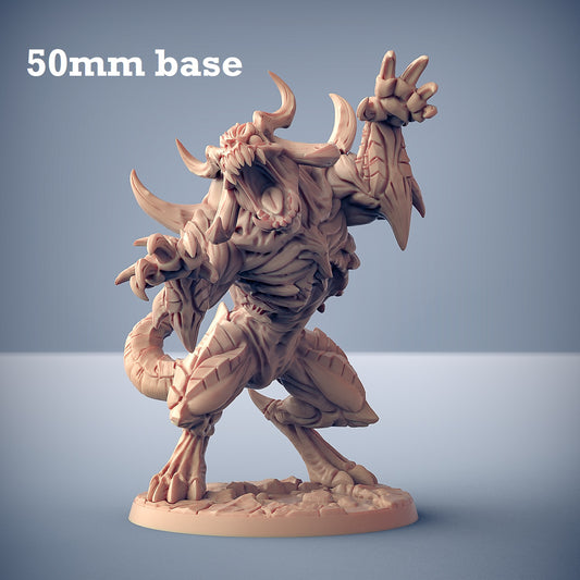 Image shows a 3D render of a demon beast gaming miniature.