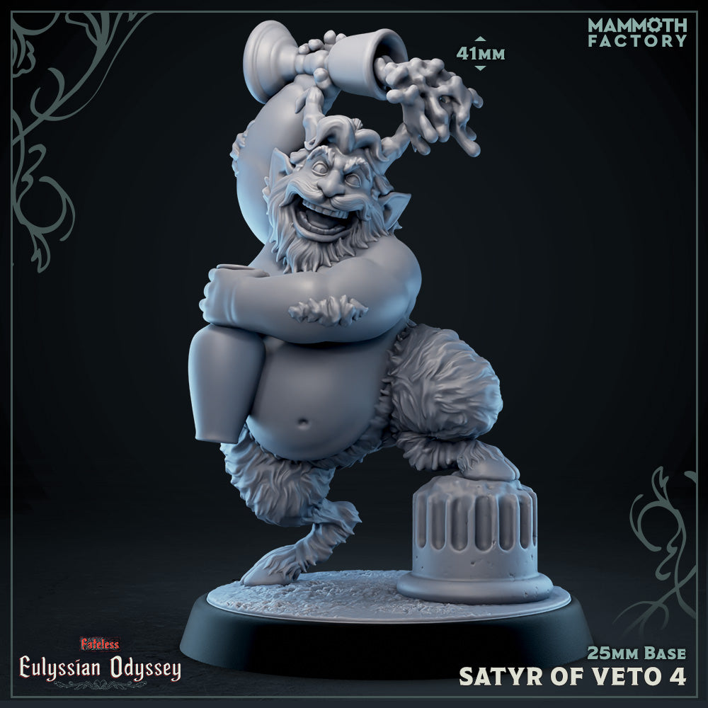 Image shows a 3D render of a satyr bard gaming miniature.