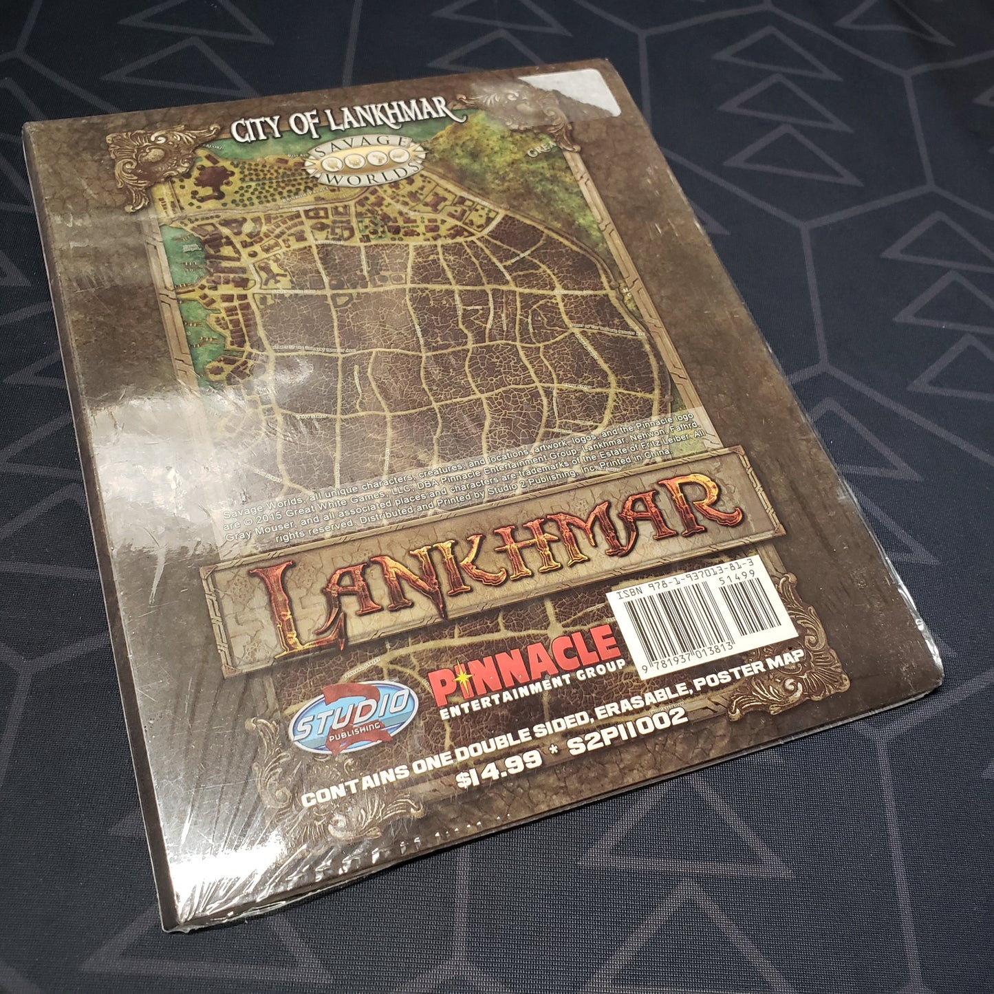 Image shows the front cover of the World of Nehwon & City of Lankhmar map pack for the Savage Worlds RPG
