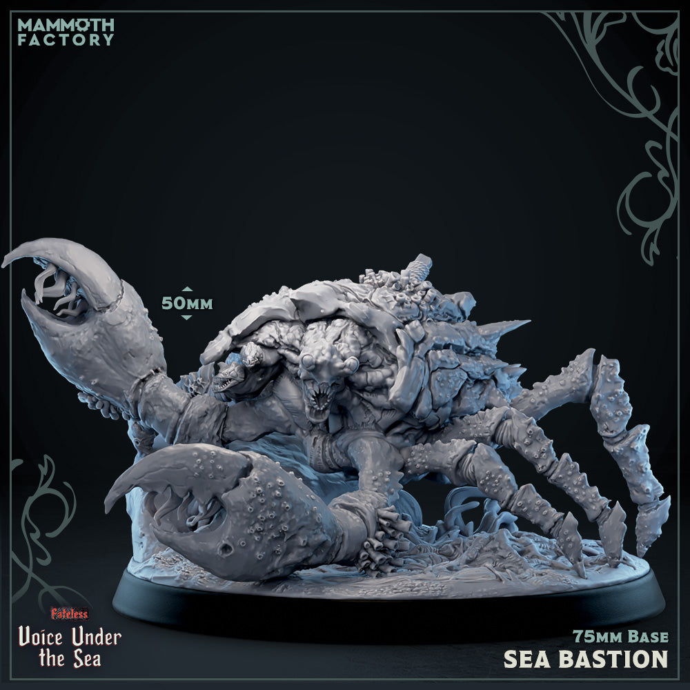 Image shows a 3D render of a crab monstrosity gaming miniature.