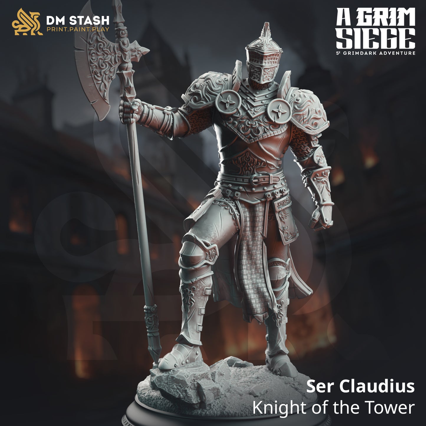 Image shows a 3D render of a human knight gaming miniature.