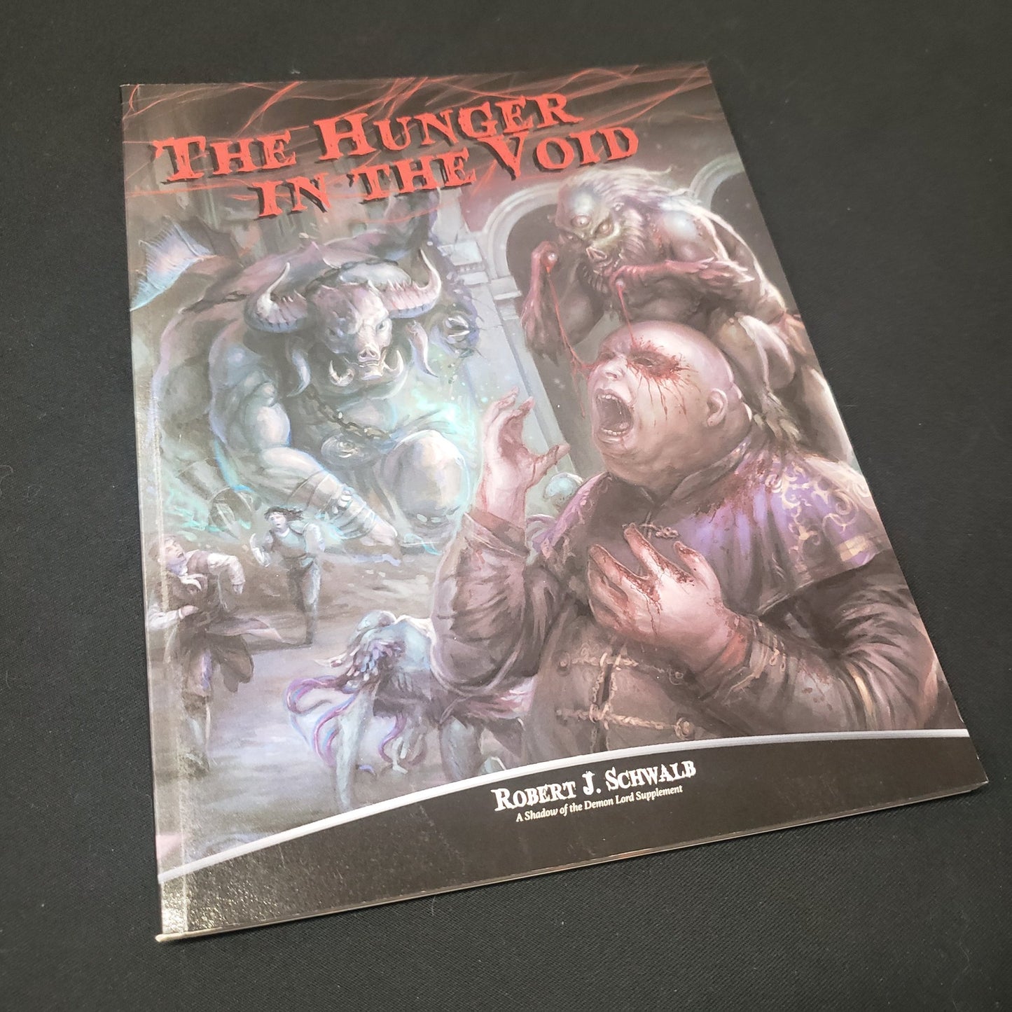 Image shows the front cover of the Hunger in the Void book for the roleplaying game Shadow of the Demon Lord