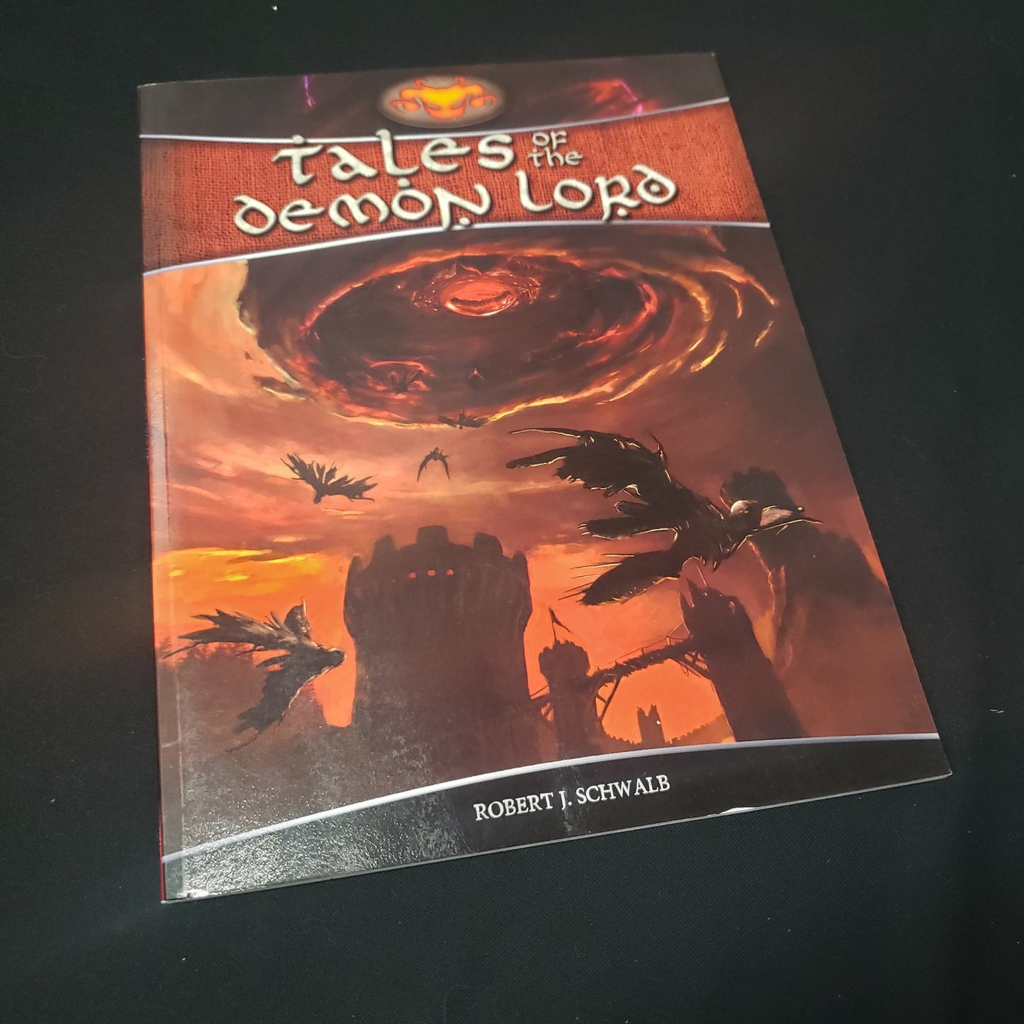 Image shows the front cover of the Tales of the Demon Lord book for the roleplaying game Shadow of the Demon Lord