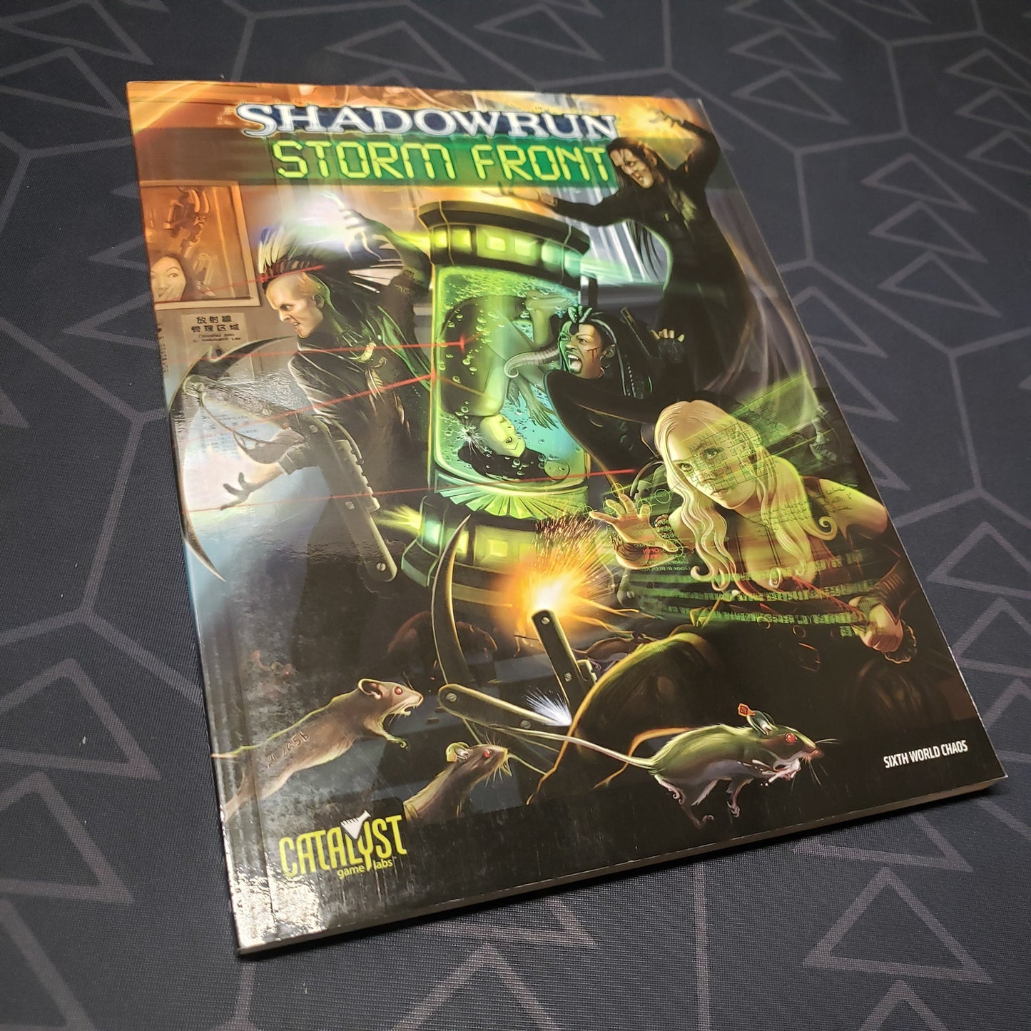 Image shows the front cover of the Storm Front book for the roleplaying game Shadowrun 4E