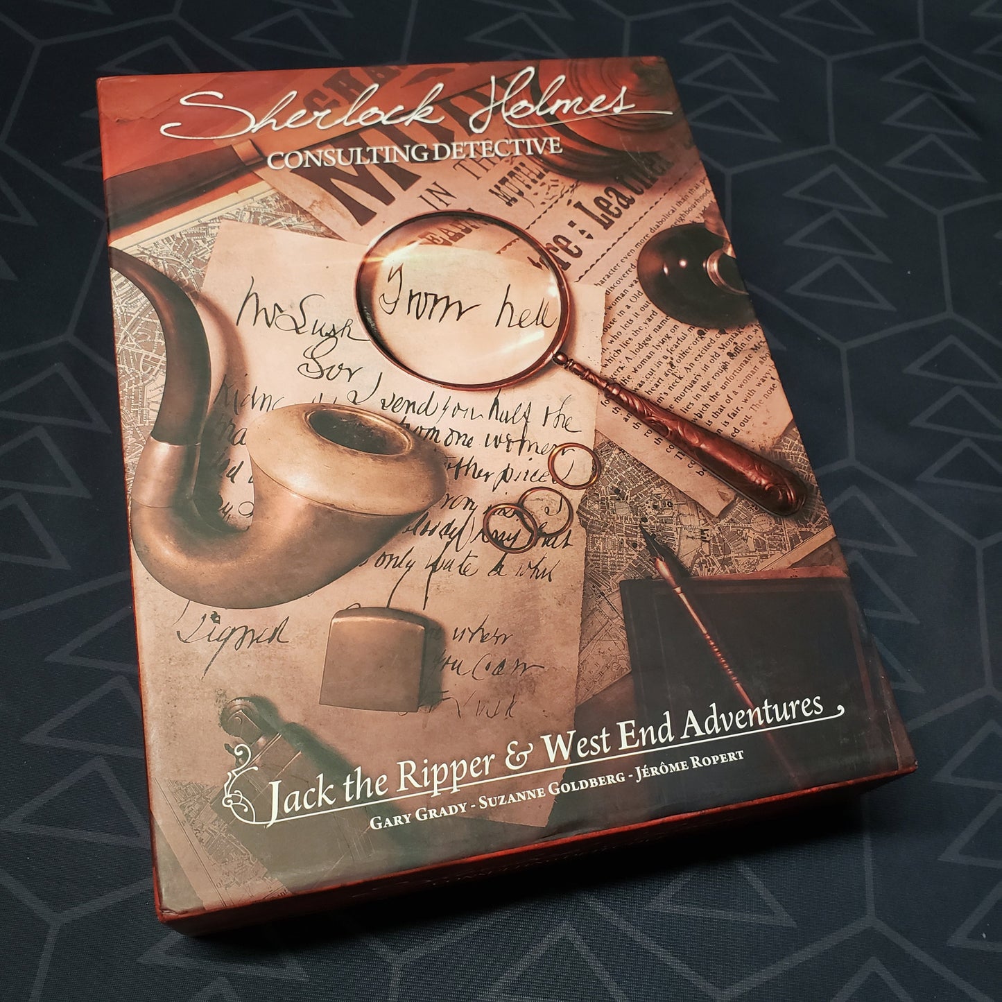 Image shows the front cover of the box of the Sherlock Holmes Consulting Detective: Jack the Ripper game