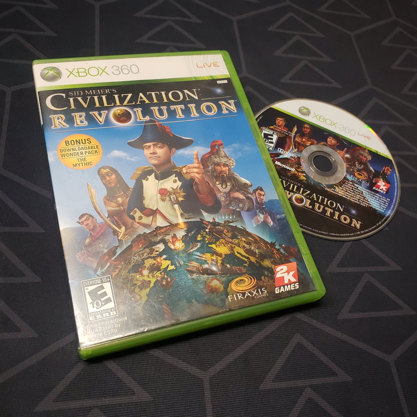 Image shows the case and disc for the video game Sid Meier's Civilization Revolution for Xbox 360