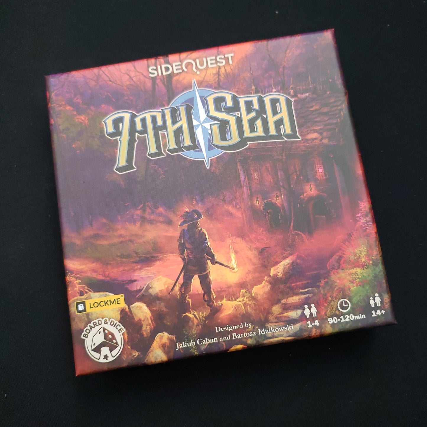 Image shows the front cover of the box of the Side Quest: 7th Sea puzzle game