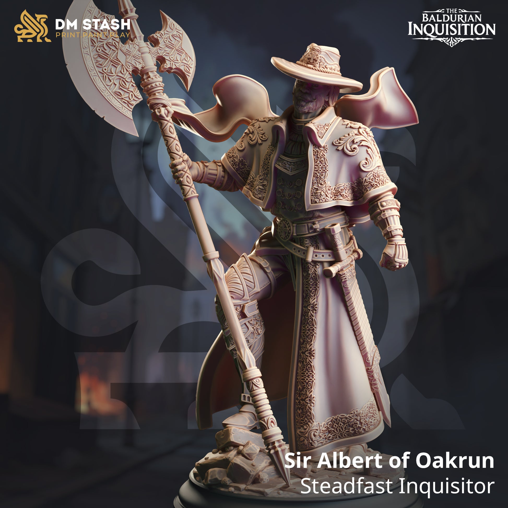 Image shows a 3D render of a steampunk human fighter gaming miniature.