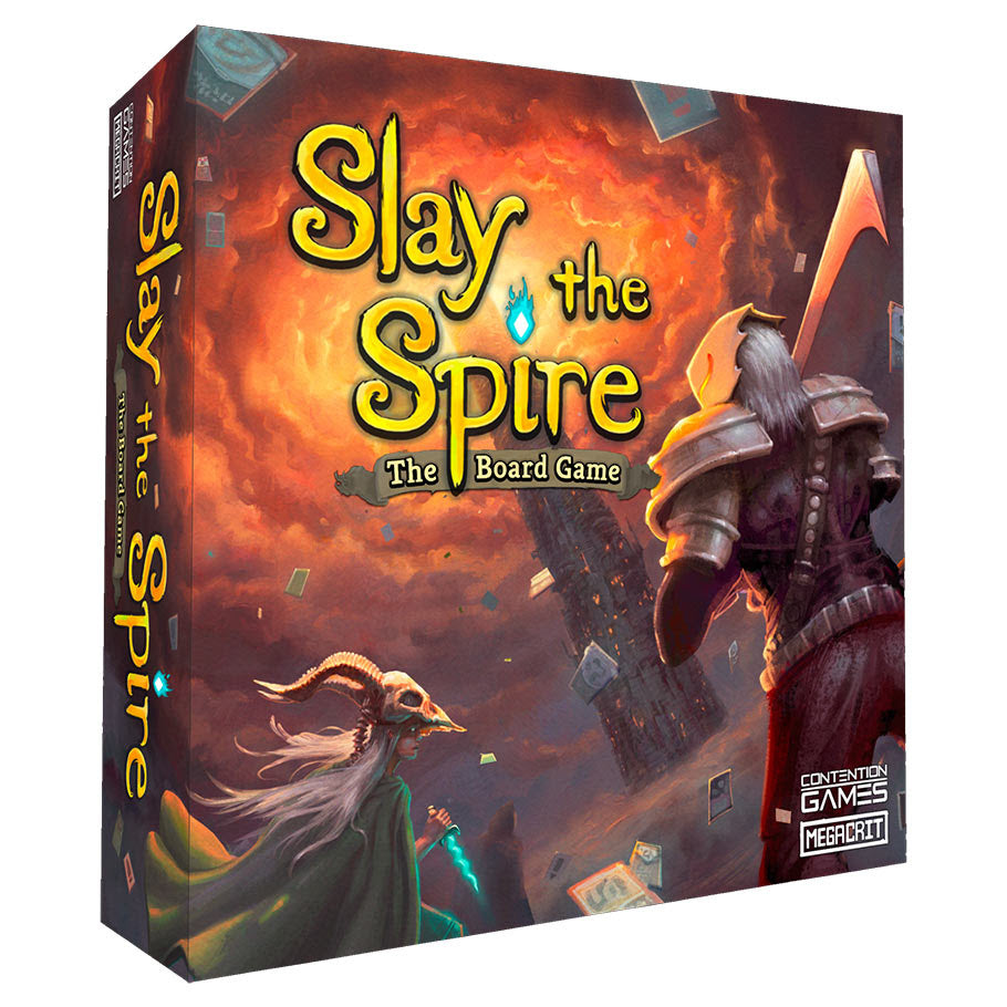 Image shows the front cover of the box of Slay the Spire: The Board Game