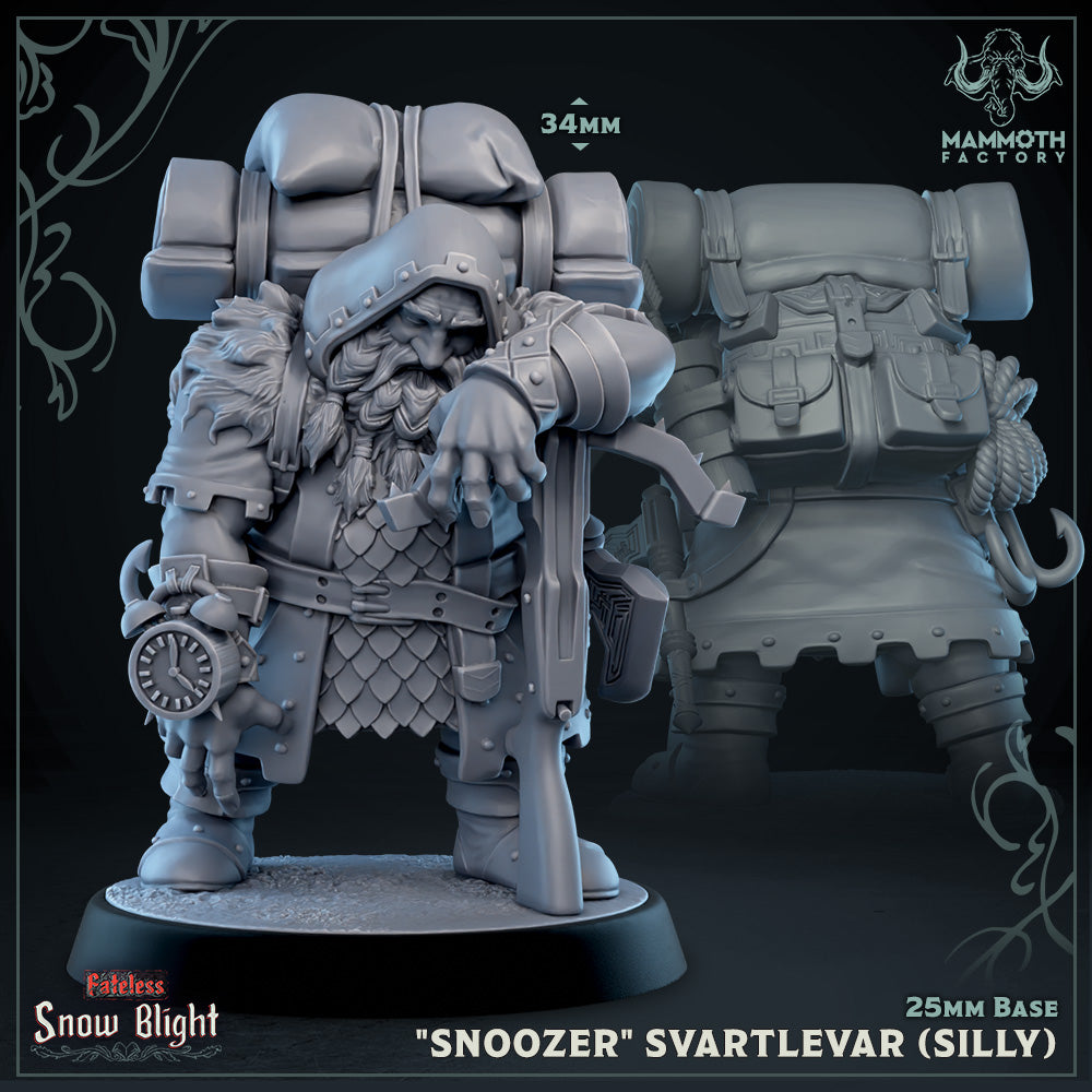 Image shows a 3D render of a dwarf fighter gaming miniature