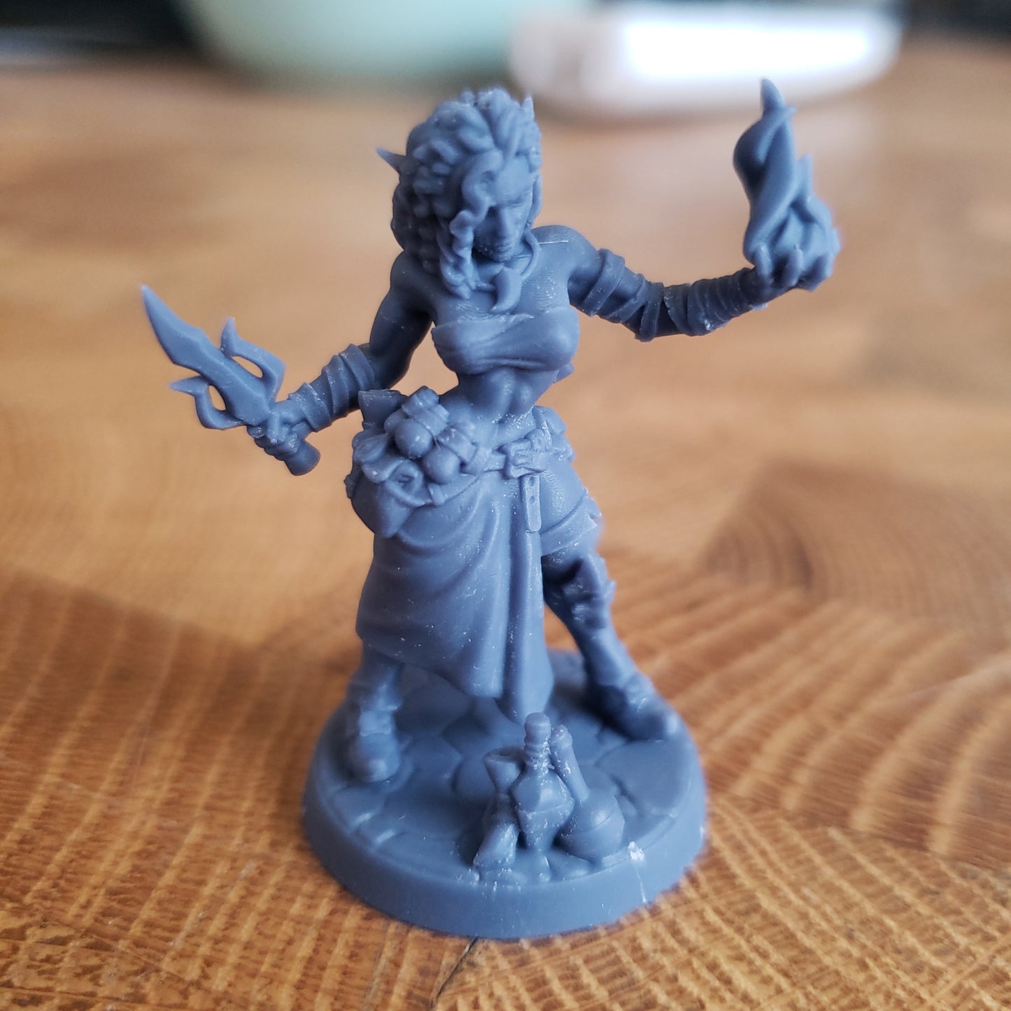 Image shows an example of a 3D printed elf sorceress gaming miniature printed in-house at All Systems Go