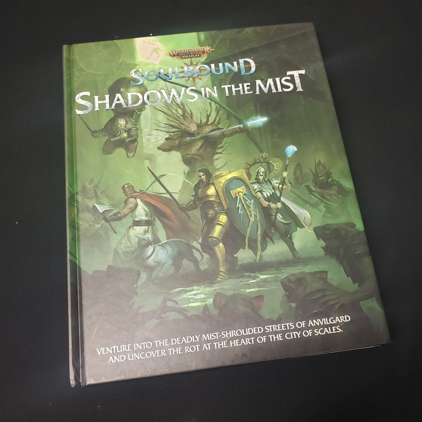 Image shows the front cover of the Shadows in the Mist book for the roleplaying game Soulbound
